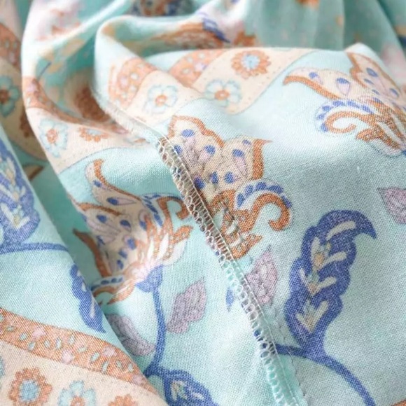 SOLD OUT Bohemian Floral Light Blue Long Sleeve Dress - Picture 13 of 13